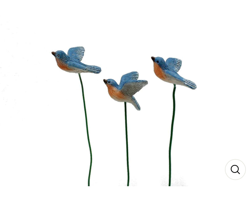 Set Of 3 Flying Blue Birds-1” bird/4” stick