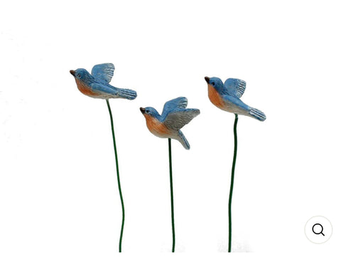 3 Flying Blue Birds-1” bird/4” stick