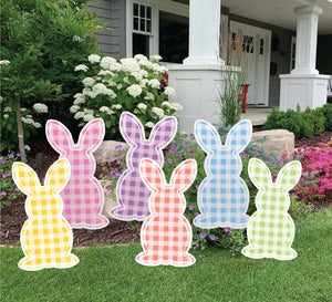 Gingham Bunny Yard Stake